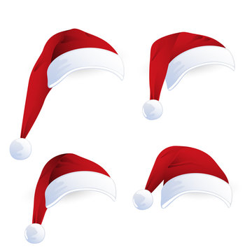 Vector Illustration of Red Santa Hats