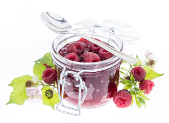 Raspberry Jam isolated on white