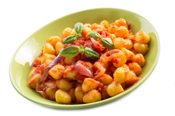 gnocchi with tomatoes sauce and basil