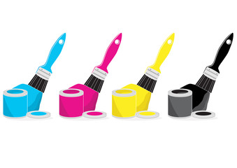 Paint brushes with CMYK colour