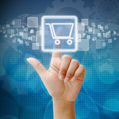Hand press on Shopping Cart icon