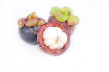 Mangosteen on white background