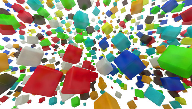 cubi 3d smussati colorati caos entropia bokeh
