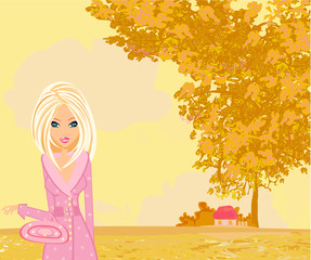 Obraz na płótnie Canvas piękne dziewczyny w parku jesienią