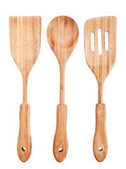Bamboo utensils isolated on white