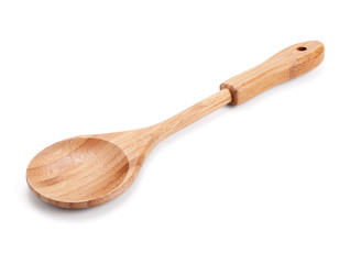 Bamboo spoon isolated on white