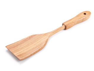 Bamboo spatula isolated on white