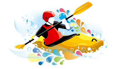 Vector illustration of a kayaker