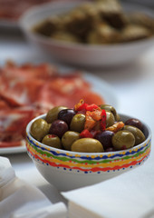 Fresh olives in the cups