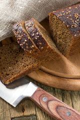 Black bread with sesame seeds