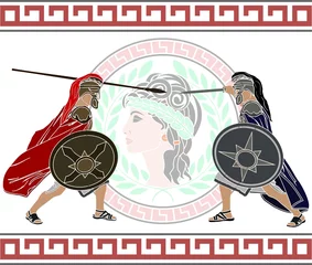 Fototapete Doodle trojanischer Krieg. Schablone. zweite Variante
