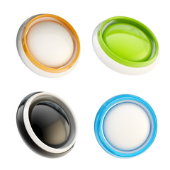 Set of glossy plastic buttons isolated