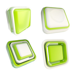 Set of green template buttons isolated