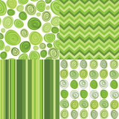 set of vector seamless green pattern