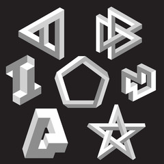 Optical illusion symbols.  Vector illustration.