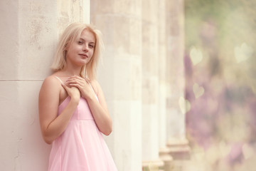 Fototapeta premium young woman in summer dress