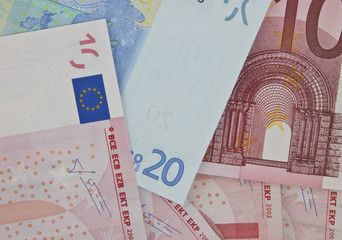 selection of euro bank notes