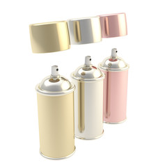 Metallic colors spray oil cylinders isolated