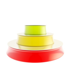 Three step plan as glossy podium isolated