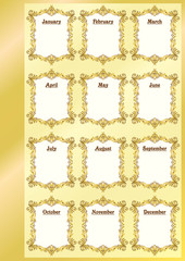 Calendar template in vintage style.