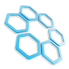 Six part composition made of hexagon segments isolated