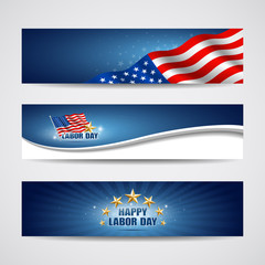 Labor day USA banner design set, vector
