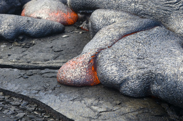Flowing lava from Kilauea volcano, Hawaii. April, 2012.