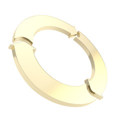 Three glossy arrow segment emblem tag isolated