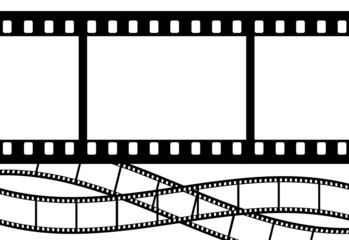 Fototapeta premium Curved black film sheet on background white