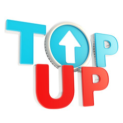 Top-up emblem icon with up arrow coin