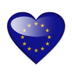 EU flag in heart shape isolated on white background