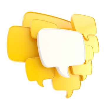 Cloud of speech text bubbles as copyspace plate isolated