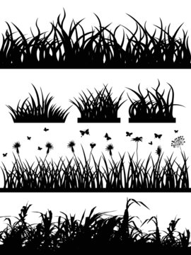 grass silhouette set