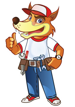Handyman Wolf Cartoon