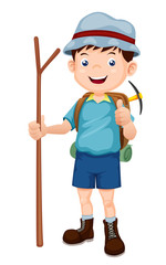 Boy Hiking vector illustration