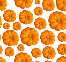 Seamless pattern with orange pumpkins. Vector illustration.