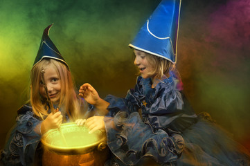 two little halloween witches