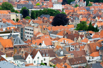 Naklejka na ściany i meble Roofs of Flemish Houses in Brugge, Belgium