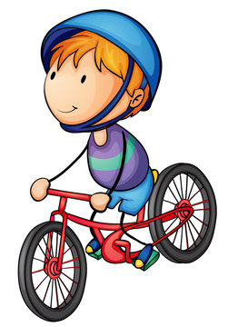 a boy riding on a bicycle