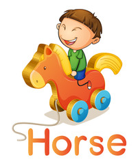 a boy on a toy horse