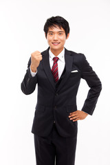 Successful business man isolated on white background.