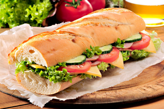 Ham salad submarine sandwich