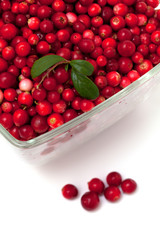 cranberries in a glass bowl