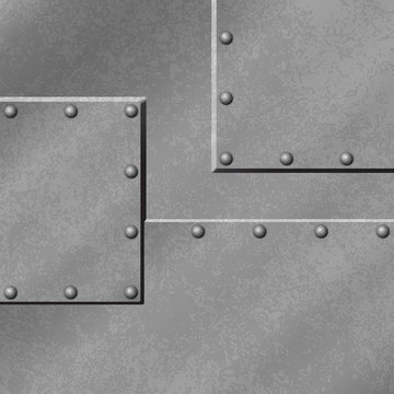 A Gray Metal Plate Background With Rivets