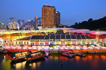 Photo sur Plexiglas Helix Bridge Singapore skyline