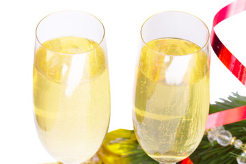two glasses of new year champagne