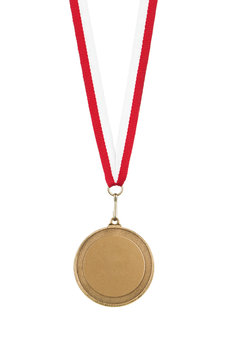 Blank gold medal isolated on white background
