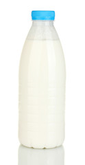 bottle of milk isolated on white background close-up