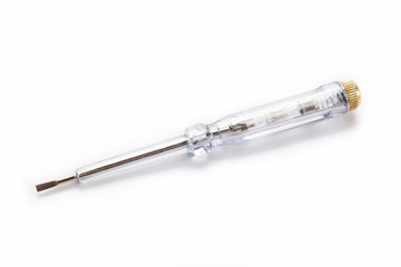 Fototapeta premium Screwdriver voltage probe isolated on white background.