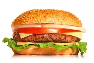 Crédence de cuisine en verre imprimé Gamme de produits Cheesburger isolated on white background